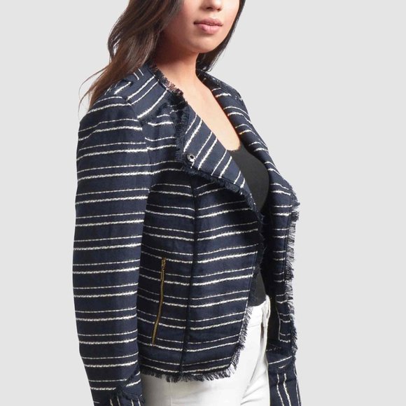 OLGYN Women’s Striped Fringe Jacket - Picture 3 of 4